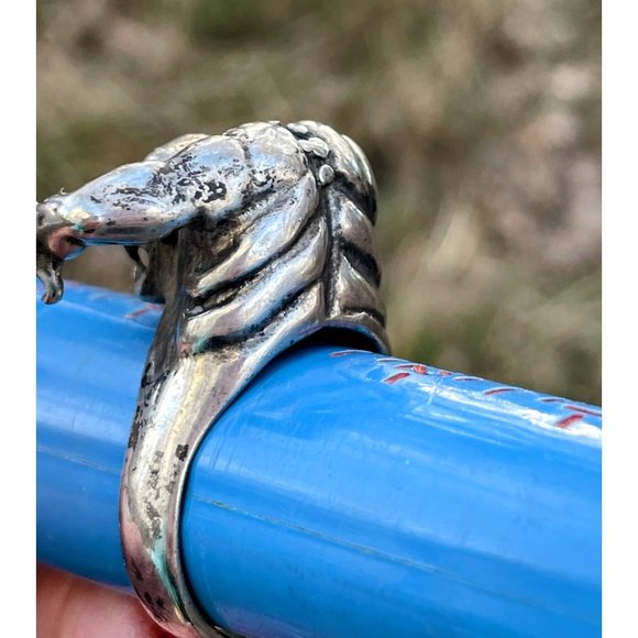 Vintage Mens Silverplate Biker statement ring King Kong Monster Size 13 - Picture 7 of 16